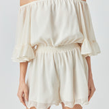 Ruffled Sleeve Romper