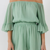 Ruffled Sleeve Romper