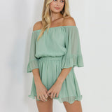 Ruffled Sleeve Romper