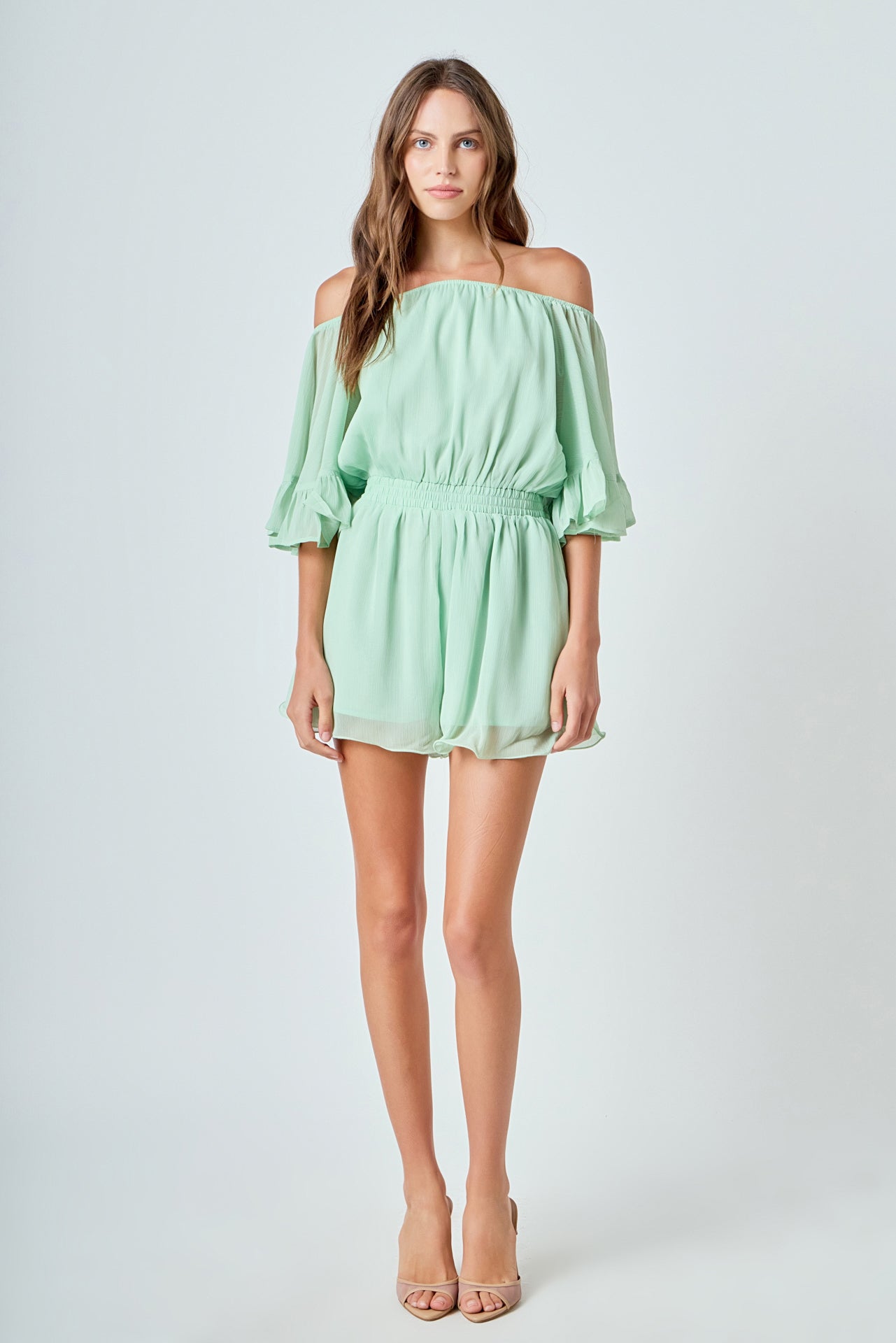 Ruffled Sleeve Romper