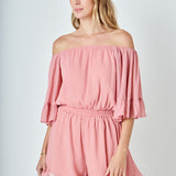 Ruffled Sleeve Romper