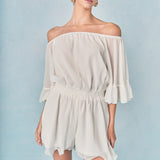 Ruffled Sleeve Romper