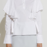 Shoulder Ruffle Poplin Shirt