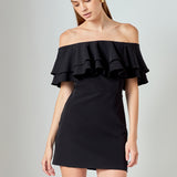 Ruffled Off Shoulder Mini Dress