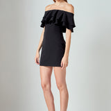 Ruffled Off Shoulder Mini Dress