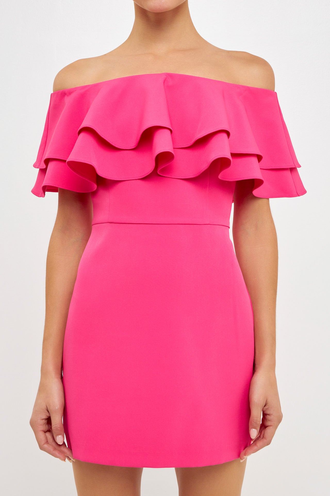 Ruffled Off Shoulder Mini Dress Endless Rose Ruffled Off Shoulder Mini Dress Endless Rose