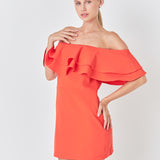 Ruffled Off Shoulder Mini Dress