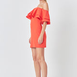 Ruffled Off Shoulder Mini Dress