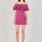 Ruffled Off Shoulder Mini Dress