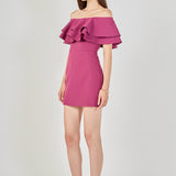 Ruffled Off Shoulder Mini Dress