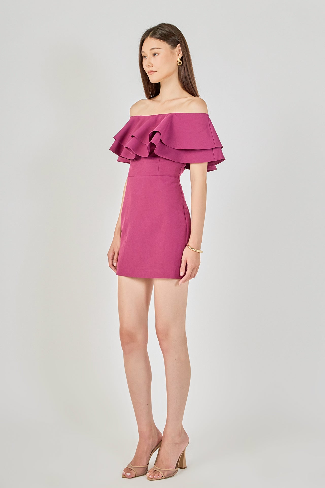 Ruffled Off Shoulder Mini Dress – Endless Rose