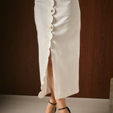 Catherine Scallop Edge Linen Maxi Skirt
