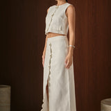 Catherine Scallop Edge Linen Maxi Skirt