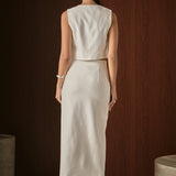 Catherine Scallop Edge Linen Maxi Skirt