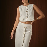 Catherine Scallop Edge Linen Maxi Skirt