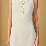 Stacy Floral Trim Seamed Mini Dress