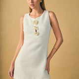 Stacy Floral Trim Seamed Mini Dress