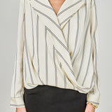 Striped Wrap Blouse
