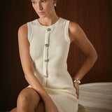 Jewel Button Knit Mini Dress