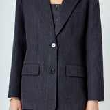 Linen Oversized Jewel Button Top