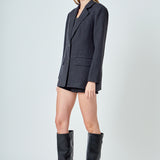 Linen Oversized Jewel Button Top