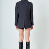 Linen Oversized Jewel Button Top