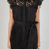 Astrid Belted Lace Romper