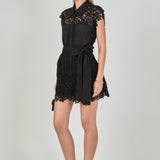 Astrid Belted Lace Romper