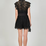 Astrid Belted Lace Romper