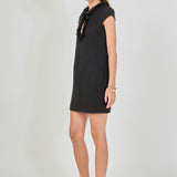 Tweed Shift Dress with Floral Trim