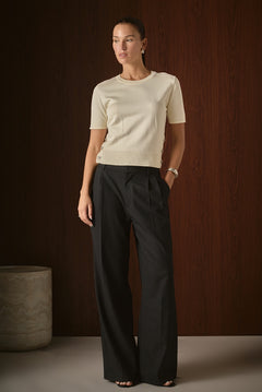 Side Bow Buttoned Knit Top