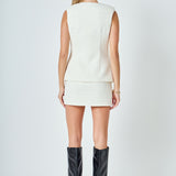 Jewel Buttoned Tweed Vest