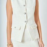 Jewel Buttoned Tweed Vest