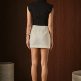 Mid-Waisted Tweed Mini Skirt