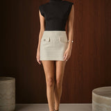 Mid-Waisted Tweed Mini Skirt