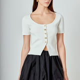 Scoop Neck Cropped Knit Top
