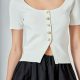 Scoop Neck Cropped Knit Top