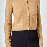 Crewneck Button Down Knit Top
