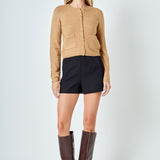 Crewneck Button Down Knit Top