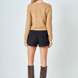 Crewneck Button Down Knit Top