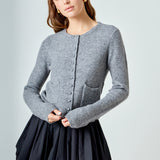 Crewneck Button Down Knit Top