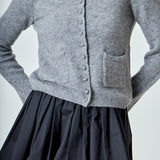 Crewneck Button Down Knit Top