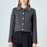 Pearl Embellished Collar Cardigan