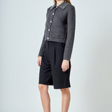 Pearl Embellished Collar Cardigan