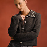 Pearl Embellished Collar Cardigan