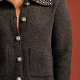 Pearl Embellished Collar Cardigan