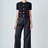 Short Sleeve Button-Up Cardigan