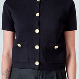 Short Sleeve Button-Up Cardigan