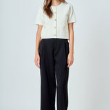 Short Sleeve Jewel Button-Up Cardigan