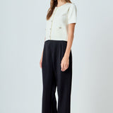 Short Sleeve Jewel Button-Up Cardigan